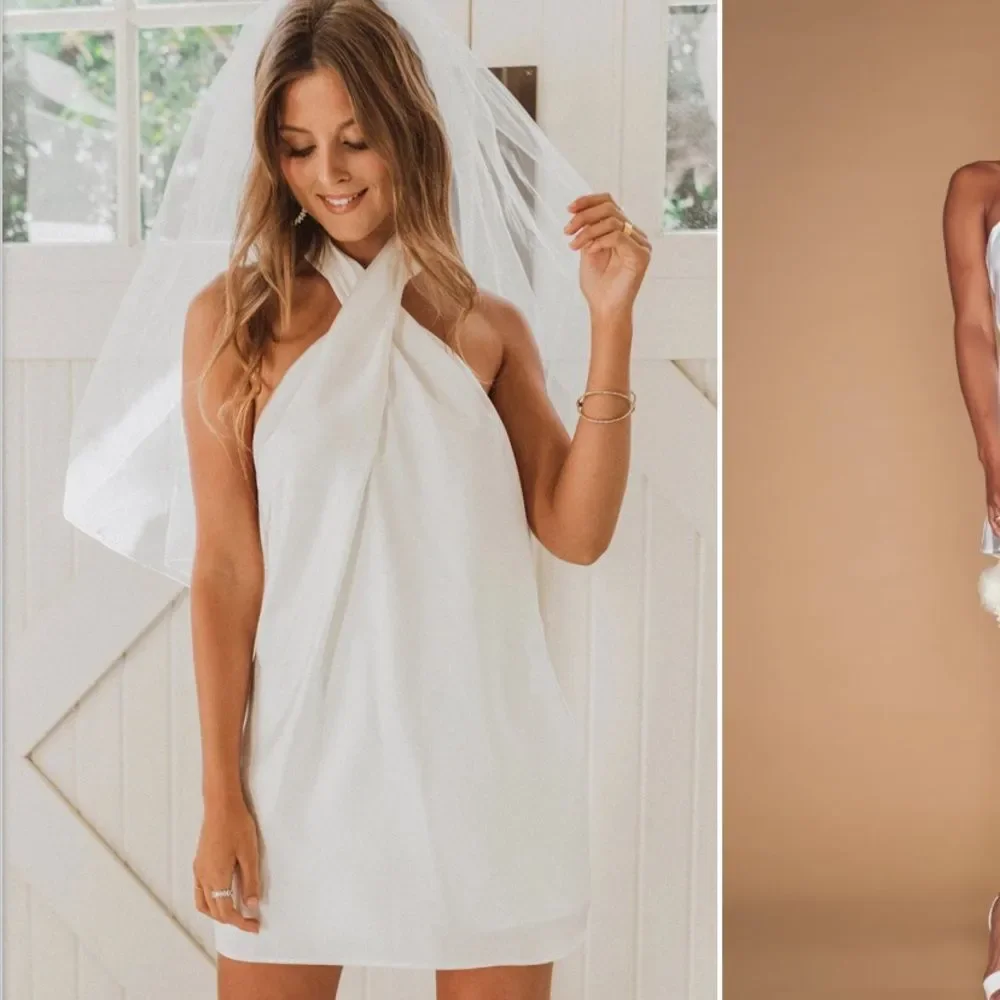 SHOW ME YOUR MUMU JASMINE HALTER MINI DRESS WHITE SMALL